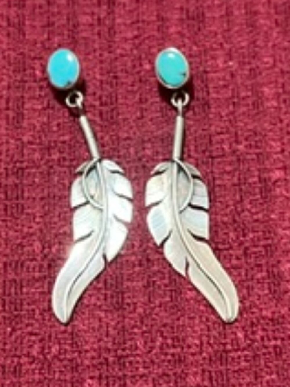 Sterling Silver and Turquoise Feather Earrings